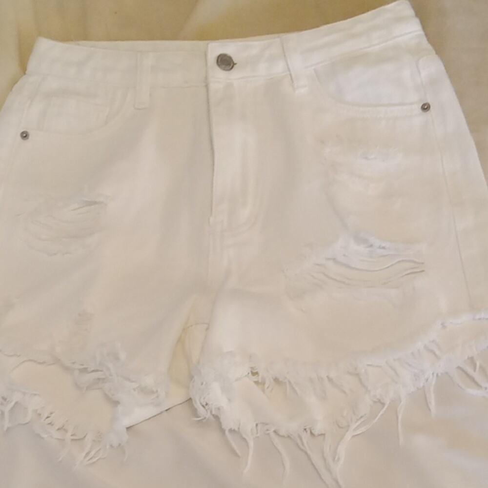 Shein Women's Medium White Distressed Denim Shorts. Athleisure,Beachy,Summer